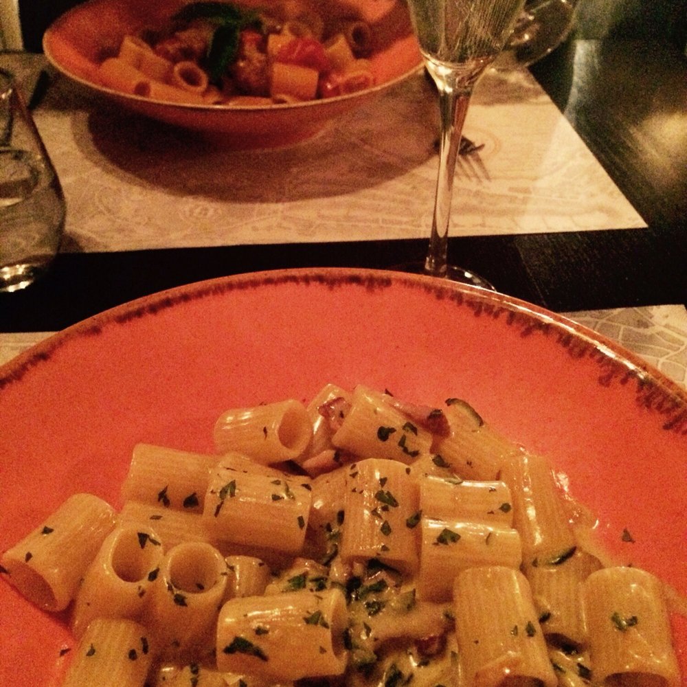 Salvi's Mozzarella Bar - pancetta & zucchini pasta and italian sausage pasta (2017) - Delicatessen Near Me - Manchester, XGM
