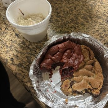 The Chocolate - 1/2 Chocolate Chip 1/2 Red Velvet cazookie - Desserts Near Me - West Jordan, Utah