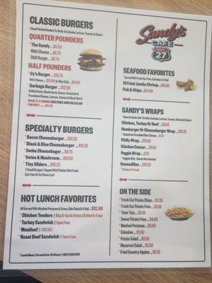 Menu photo 1 Sandys Cafe 27 Sebring, FL