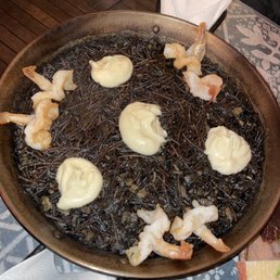 Fideua - not enough protein but packed with flavor. Yum!