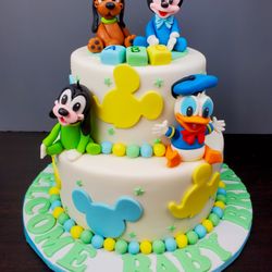Treat Confectionery - Disney's Baby Mickey Mouse, Donald Duck, Goofy and Pluto Two- Tiered Cake