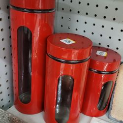 Goodwill Stores - Cool red canisters.