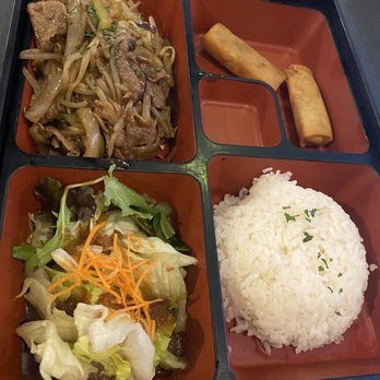 Azumi Sushi - a bento box with rice, meat, and vegetables - Japanese Near Me - Scarborough, Ontario