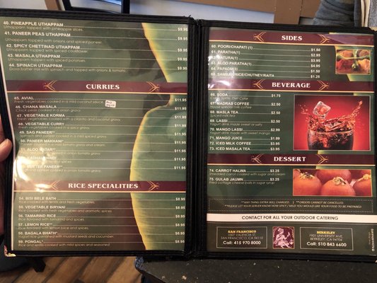 Menu photo 8 Udupi Palace San Francisco, CA