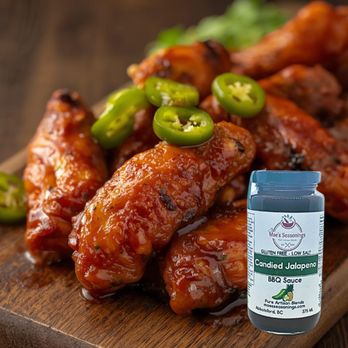 Mae's Seasonings - Chicken wings made with our Candied Jalapeno BBQ Sauce - Herbs & Spices Near Me Mae's Seasonings - Chicken wings made with our Candied Jalapeno BBQ Sauce - Herbs & Spices Near Me