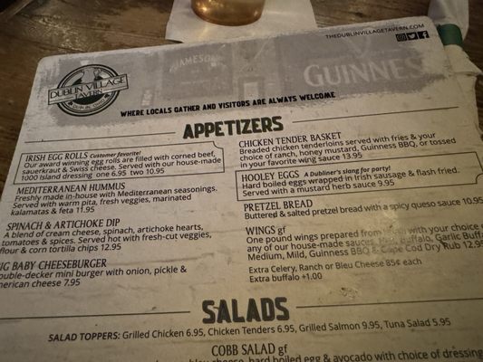 Menu photo 2 The Dublin Village Tavern Dublin, OH Menu photo 2 The Dublin Village Tavern Dublin, OH