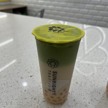 Sunright Tea Studio - Burlingame - matcha oolong milk tea w/ honey boba - Bubble Tea Near Me - Burlingame, California