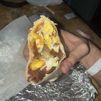 West Coast Taco Shop - Bacon egg and cheese burrito with hashbrowns - Tacos Near Me - Nashville, Tennessee West Coast Taco Shop - Bacon egg and cheese burrito with hashbrowns - Tacos Near Me - Nashville, Tennessee
