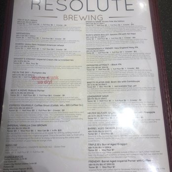 Resolute Brewing - The menu! - Beer Gardens Near Me - Centennial, Colorado