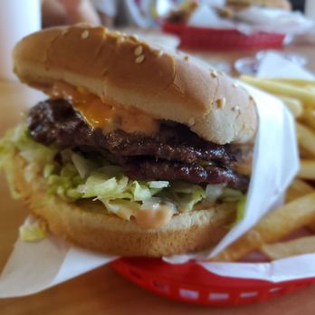 Riverwalk Burgers and Grill - Double Cheeseburger with fries . - Burgers Near Me - Riverside, California Riverwalk Burgers and Grill - Double Cheeseburger with fries . - Burgers Near Me - Riverside, California