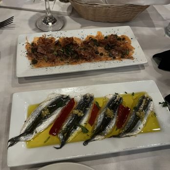 La Taberna Giralda - Salmon & Serrano carpaccio and Boquerones en vinagre. - Spanish Near Me - Coral Gables, Florida La Taberna Giralda - Salmon & Serrano carpaccio and Boquerones en vinagre. - Spanish Near Me - Coral Gables, Florida