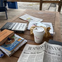 My coffee with the Wall Street Journal and my books I read daily...