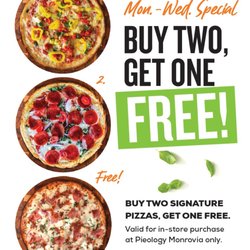 Pieology Pizzeria - Mon - Wed Special Offer **Buy 2 Signature Pizzas, Get 1 FREE!
