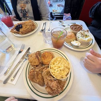 Pies 'n' Thighs - Chicken and Fried Chicken & Waffles, 3 piece chicken meal with mac & cheese and two sides with a biscuit and chicken meal - Southern Near Me - Brooklyn, New York Pies 'n' Thighs - Chicken and Fried Chicken & Waffles, 3 piece chicken meal with mac & cheese and two sides with a biscuit and chicken meal - Southern Near Me - Brooklyn, New York