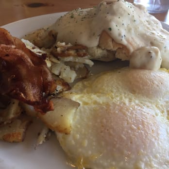 Henhouse Cafe - Biscuit & Gravy with eggs and potatoes. Added Bacon. - Cafes Near Me - Gilbert, Arizona Henhouse Cafe - Biscuit & Gravy with eggs and potatoes. Added Bacon. - Cafes Near Me - Gilbert, Arizona