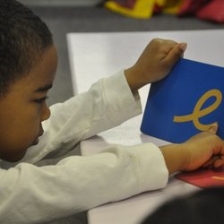 Northwoods Montessori learning tools, Sandpaper Letters teach children the shape and sound of the letters of the alphabet early as 2.5 yrs.