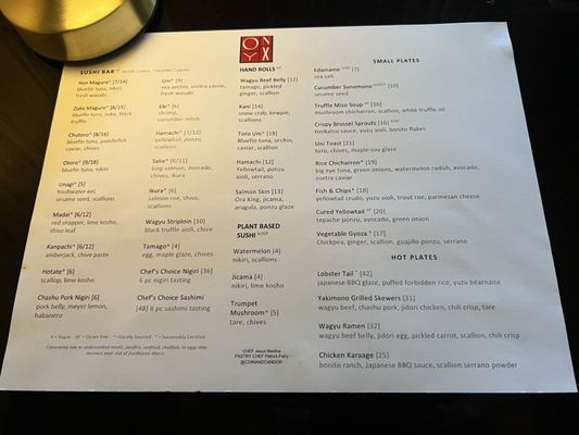 Menu photo 4 ONYX Westlake Village, CA Menu photo 4 ONYX Westlake Village, CA