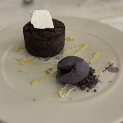 Main Dining Room at The Mount Washington Resort - Ube lava cake