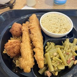 Captain D's - Two 2 Piece Batter Dipped Fish with rice and green beans