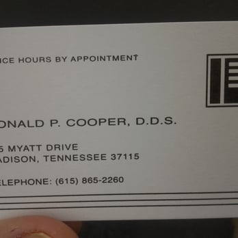 Donald P Cooper, DDS - Business card. - General Dentistry Near Me - Madison, Tennessee Donald P Cooper, DDS - Business card. - General Dentistry Near Me - Madison, Tennessee