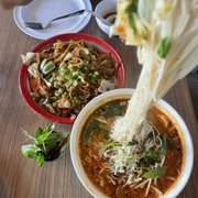 Photo of Spicy Joi Banh Mi-Noodles-Lao Street Food - Concord, CA, United States. Kao Khaopoon Vientiane & pan Kua Kee Mao (Fried Flat Rice Noodle)