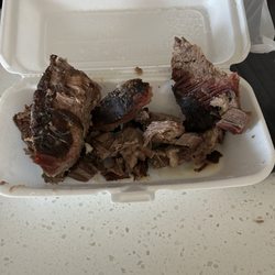 Bodacious BBQ - This is most of my pound of sliced brisket. I shredded some for a sandwich. This isn't edible.