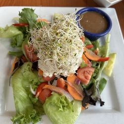 Home Kitchen Cafe - Small garden salad with balsamic vinegar dressing and chicken salad