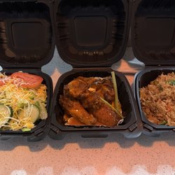 Salad, Wings, Fried Rice