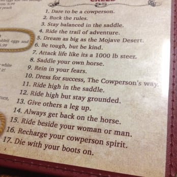 Outpost Cafe - The Cowpersons Creed - American Near Me - Oak Hills, California Outpost Cafe - The Cowpersons Creed - American Near Me - Oak Hills, California