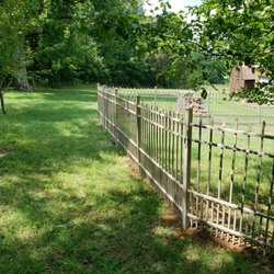 Clean Cut Fence Company - 4' Tall Aluminum Fence, Alternating Spear Top With Puppy Pickets in seldom seen sandstone color in Lebanon, TN