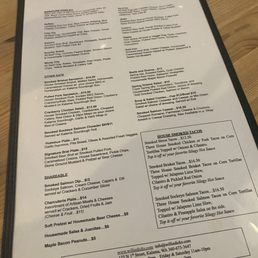 The Willie Dicks menu