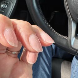 Tony Nails - Misshapen nail after asking them not to be shaped.