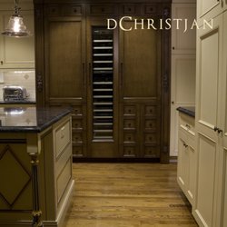 D Christjan Fine Cabinetry Design & Manufacturing - White Oak built in Thermador refrigeration and wine columns, custom cabinets in Butter-glaze maple finish, blue, red and gold leaf highlites