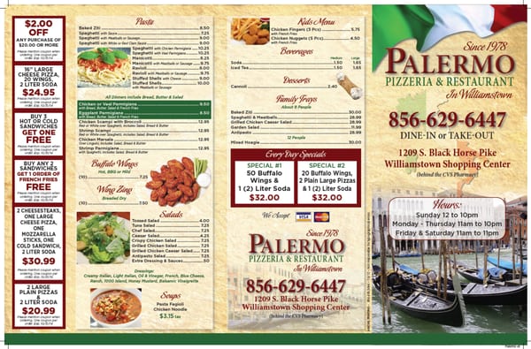 Menu photo 8 Palermo's Pizzeria & Restaurant Williamstown, NJ Menu photo 8 Palermo's Pizzeria & Restaurant Williamstown, NJ