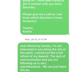 VytoCor Web Solutions - Text message exchanges about the refund he was supposedly returning.