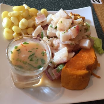 Lima Criolla Peruvian Restaurant - Fish ceviche with corn and sweet potato, $11. Delicious - Latin American Near Me - Austin, Texas