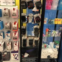 Workout accessories, headphones, various types of personal hygiene products for both men and women.