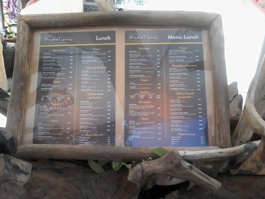 Menu photo 3 Madre Tierra Playa del Carmen, ROO