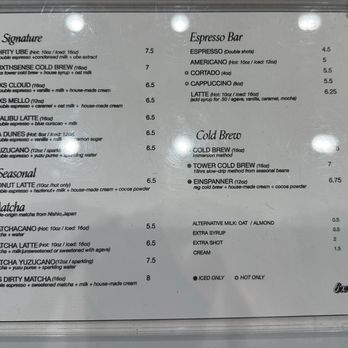 6xs Coffee Dtla - Menu 1/16/2026 - Cafes Near Me - Los Angeles, California