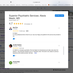 Alexis Meshi, MD - Superior Psychiatric Services - Google Patient Reviews