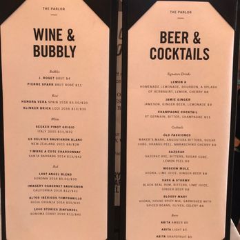 Henry Howard Hotel - The Parlor cocktail menus - Hotels Near Me - New Orleans, Louisiana