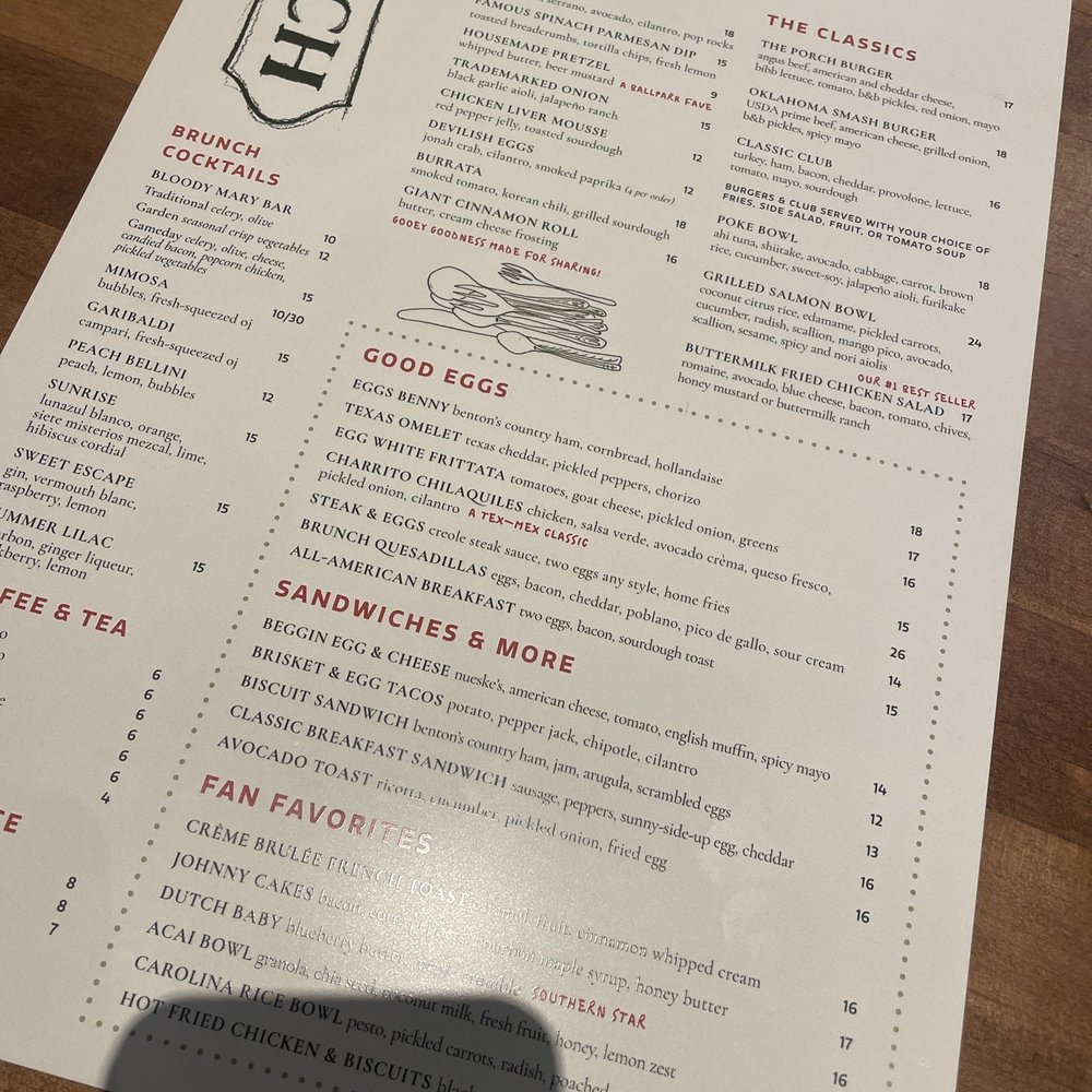 The Porch - Brunch Menu - Southern Near Me - Dallas, Texas The Porch - Brunch Menu - Southern Near Me - Dallas, Texas