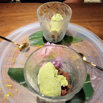 Ichika - anniversary dessert, green tea ice cream, red bean mochi, chocolate bits not too sweet, i could eat this x10 more!! - Sushi Bars Near Me - Milpitas, California Ichika - anniversary dessert, green tea ice cream, red bean mochi, chocolate bits not too sweet, i could eat this x10 more!! - Sushi Bars Near Me - Milpitas, California