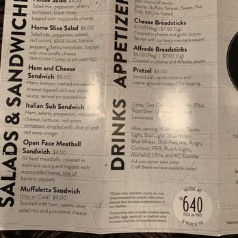 The 640 Pizza & Pints - Menu - Pizza Near Me - Weston, Missouri