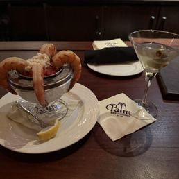 Jumbo Shrimp Cocktail and dirty martini