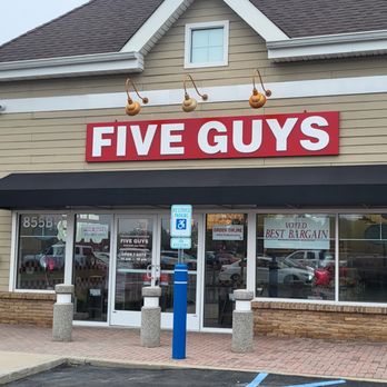 Five Guys - Exterior photograph of the Five Guys restaurant at 855 Montauk Highway in Shirley, New York. - Fast Food Near Me - Shirley, New York