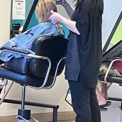 Great Clips - During (stylist was great with my daughter-- it was my daughter's first time in the chair)