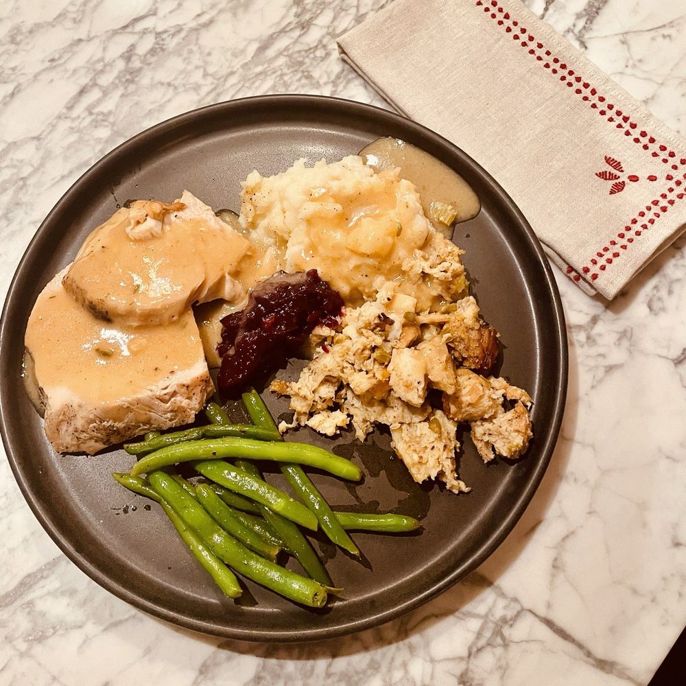 From reheating the meal and plating it here for a single serving. From reheating the meal and plating it here for a single serving.