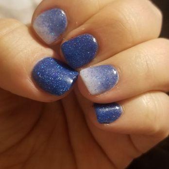 Lavender Nails - Blue glitter with Hombre accent nails done by Holly - Nail Salons Near Me - San Jose, California