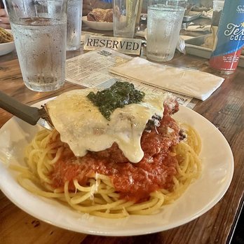 Dos Sirenos Brewing - Chicken Parm...had burnt flavor undertones. Wasn't the most tender either. - Breweries Near Me - San Antonio, Texas